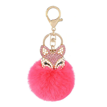 Crystal Fox with Pom Pom Fur Charm