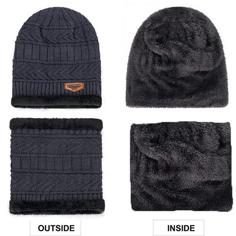 Winter Hats Knit Cap Men and Women Velvet Hat Coral Fleece Scarf Outdoor Riding Hat Warm Thickening plus Velvet Neck Protect Cap