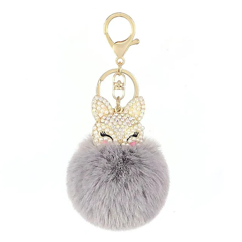 Crystal Fox with Pom Pom Fur Charm