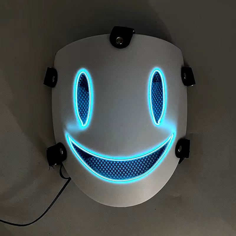 Halloween Japanese Anime LED Glowing Full Face Mask Cosplay Props Luminous Light up Mask for Adult Kids Neon Mask Supplies