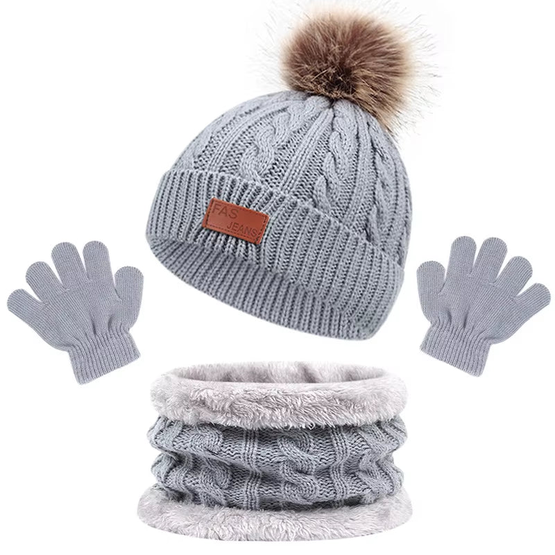 Warm Beanie/Scarf/Gloves Set for 1-3 Years Old