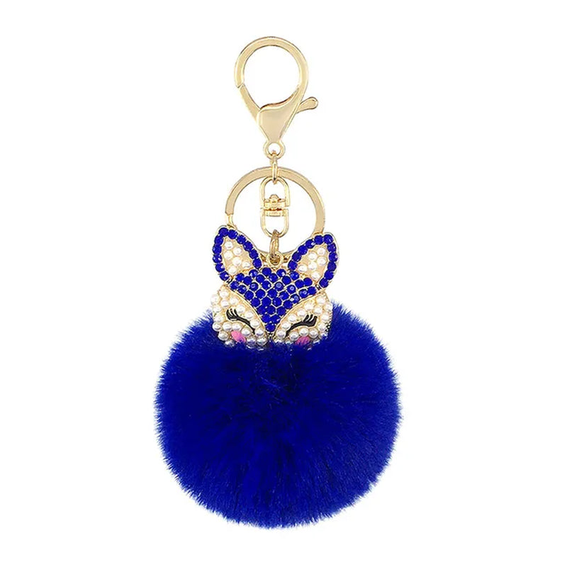 Crystal Fox with Pom Pom Fur Charm