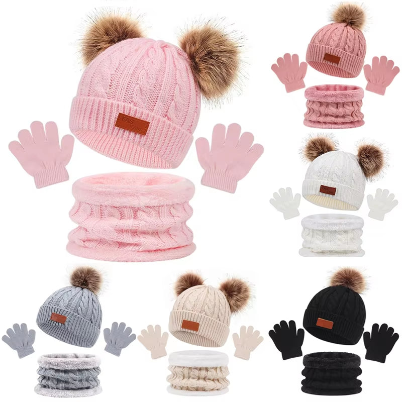 Warm Beanie/Scarf/Gloves Set for 1-3 Years Old