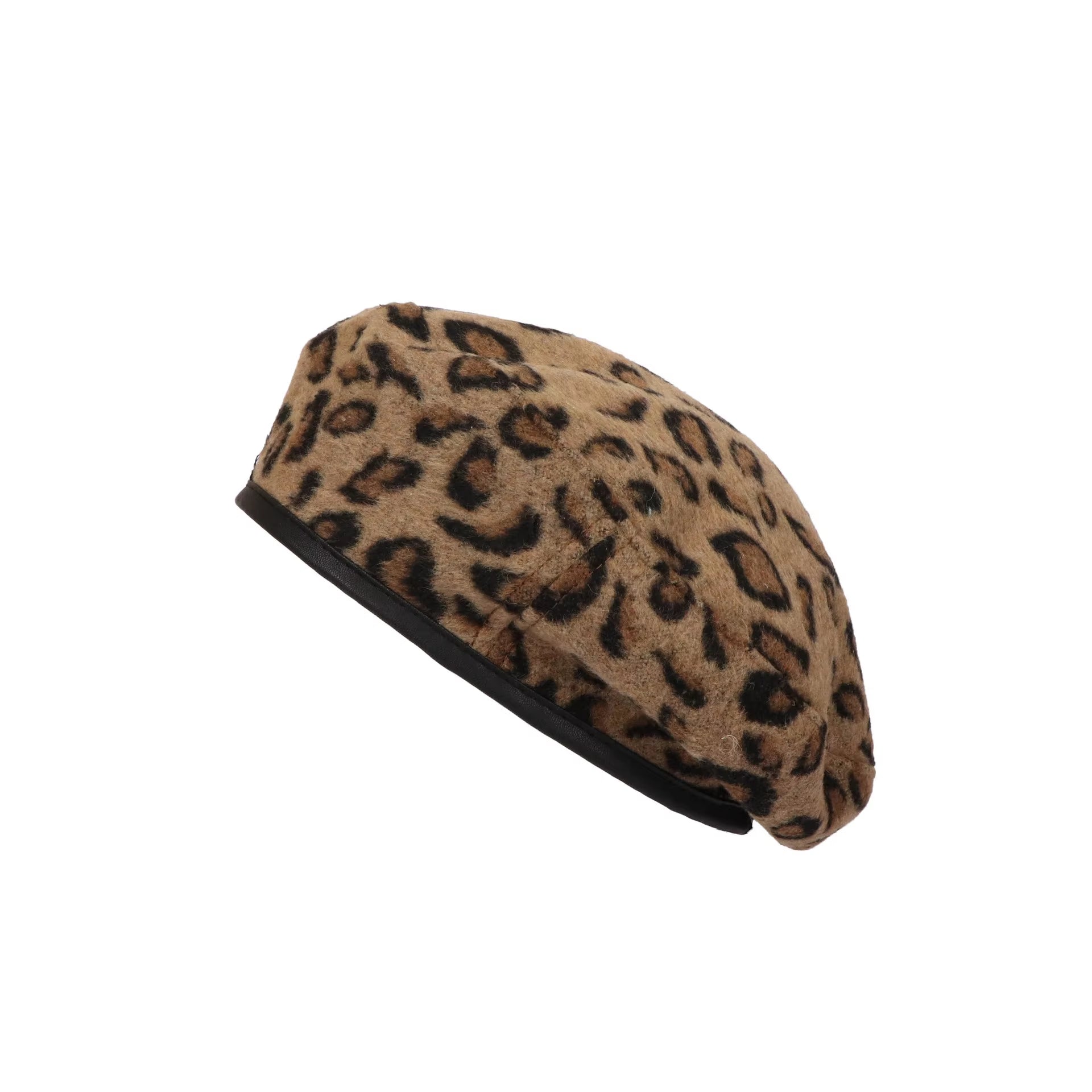 Women'S Leopard Print Hat Fashion Beret Vintage Hats Leopard Felt Hat Beanie Girls Cap French Berets with Adjustable Rope