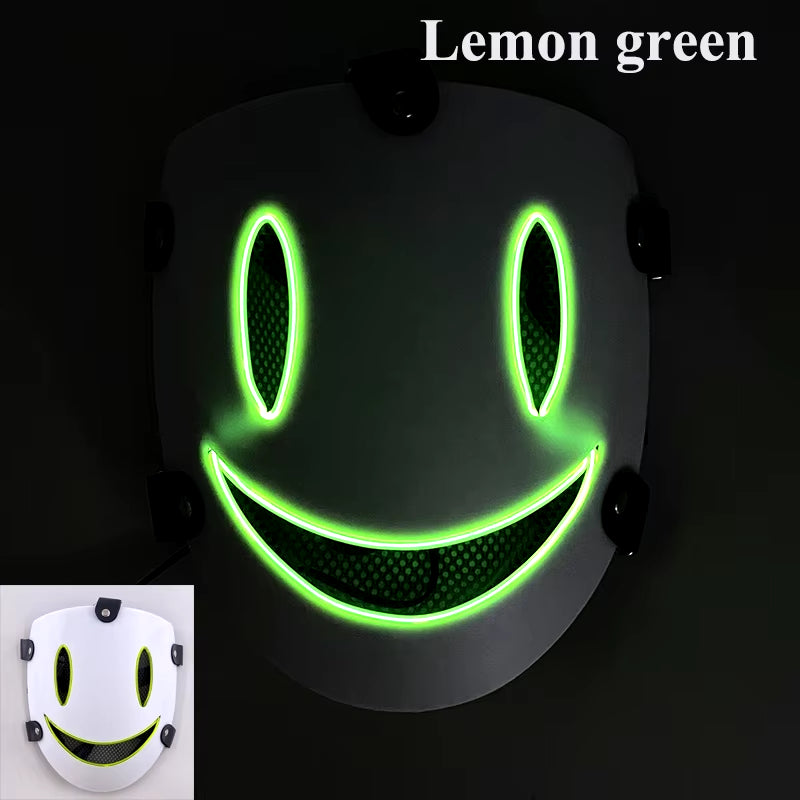 Halloween Japanese Anime LED Glowing Full Face Mask Cosplay Props Luminous Light up Mask for Adult Kids Neon Mask Supplies