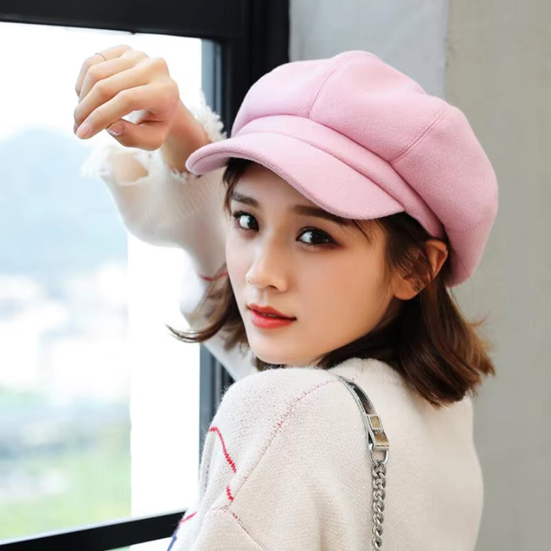 Newsboy Caps New Arrive Women Newsboy Gatsby Cap Octagonal Baker Peaked Beret Driving Hat Female Sunscreen Hats Painter Tour Cap