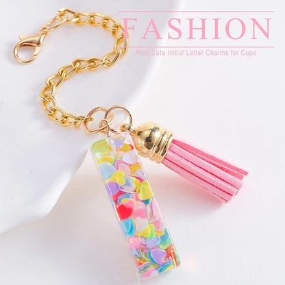 Boho Letter Charm for Stanley Cup Initial Keychain Charm 