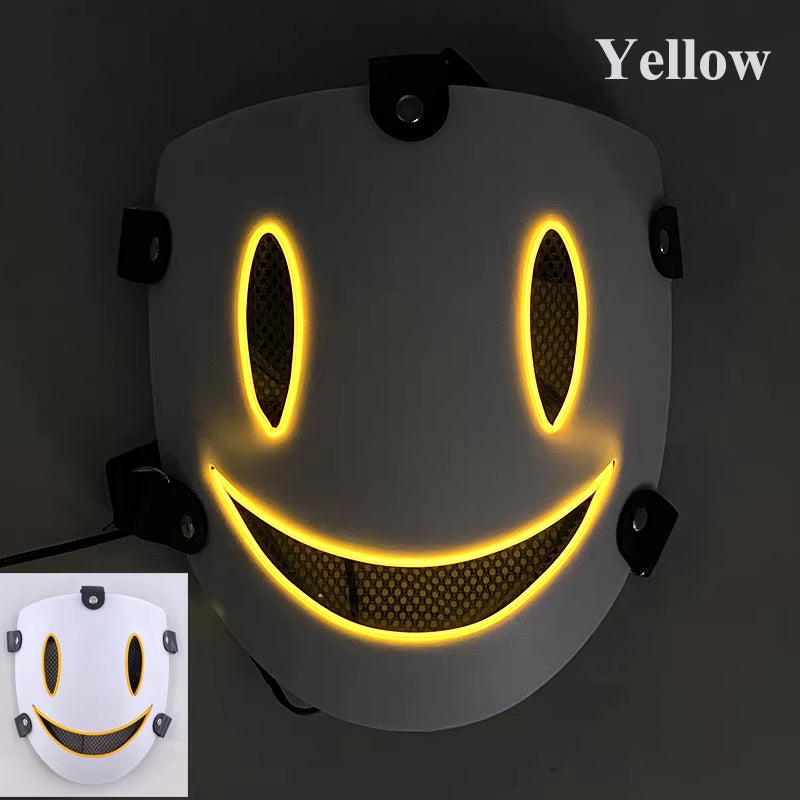 Halloween Japanese Anime LED Glowing Full Face Mask Cosplay Props Luminous Light up Mask for Adult Kids Neon Mask Supplies