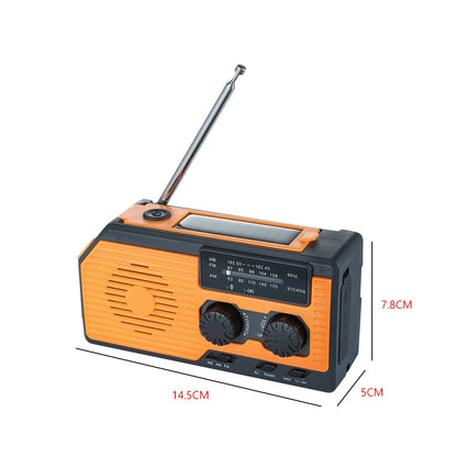 5000Mah Multifunctional Radio Hand Crank Solar USB Charging FM AM WB NOAA Weather Radio Emergency LED Flashlight Torch Power Ban