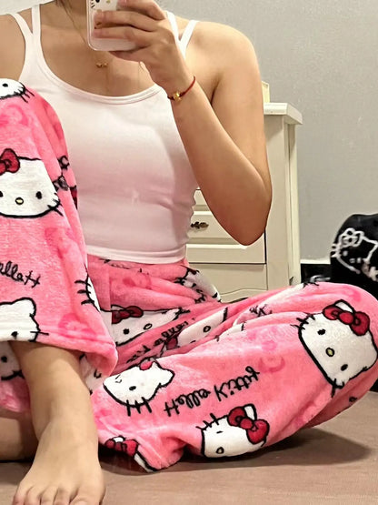 Halloween/Fall Hello Kitty Coral Fleece Pajama Pants