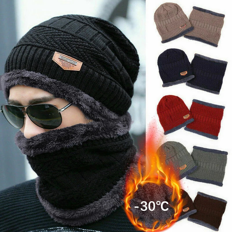 Winter Hats Knit Cap Men and Women Velvet Hat Coral Fleece Scarf Outdoor Riding Hat Warm Thickening plus Velvet Neck Protect Cap