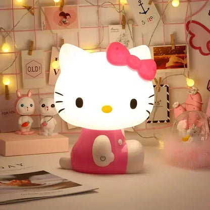 Hello Kitty 3D LED Small Night Lamp Touch Plug-In Baby Feeding Home Bedroom Dreamy Sleep Light Eye Protection Bedside Room Decor