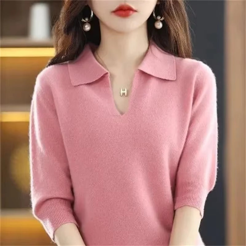 2024 New Women Knitted Sweaters Autumn Winter Warm Clothing Fashion Casual Sweater Long Sleeve Jumper V-Neck Loose Pullovers Top