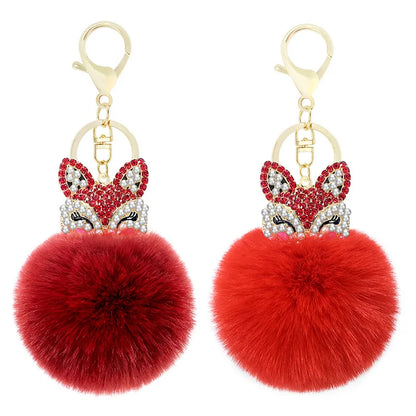 Crystal Fox with Pom Pom Fur Charm