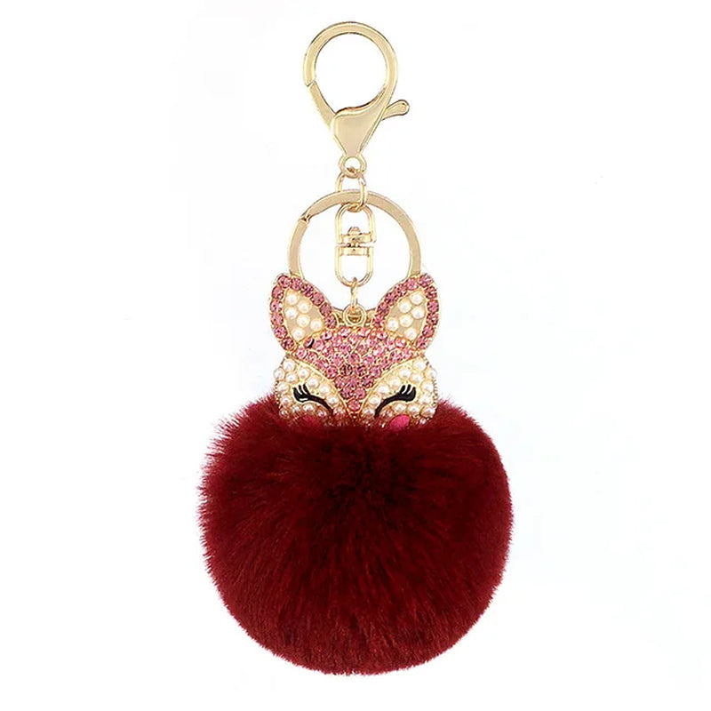 Crystal Fox with Pom Pom Fur Charm