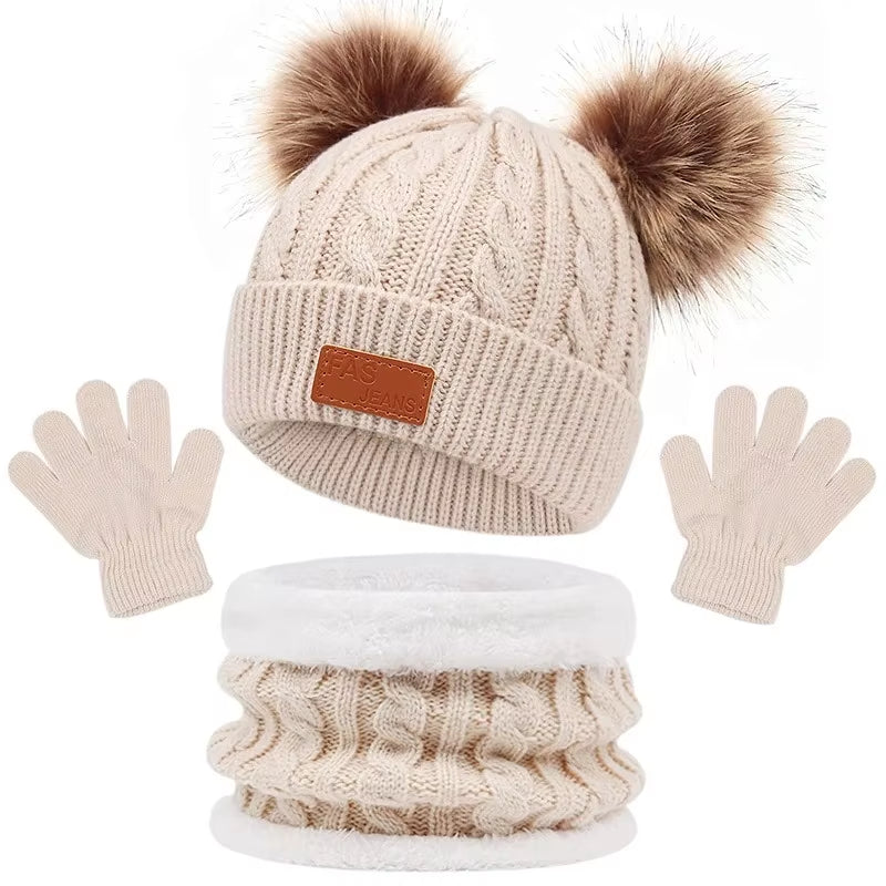 Warm Beanie/Scarf/Gloves Set for 1-3 Years Old