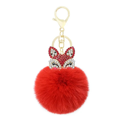 Crystal Fox with Pom Pom Fur Charm