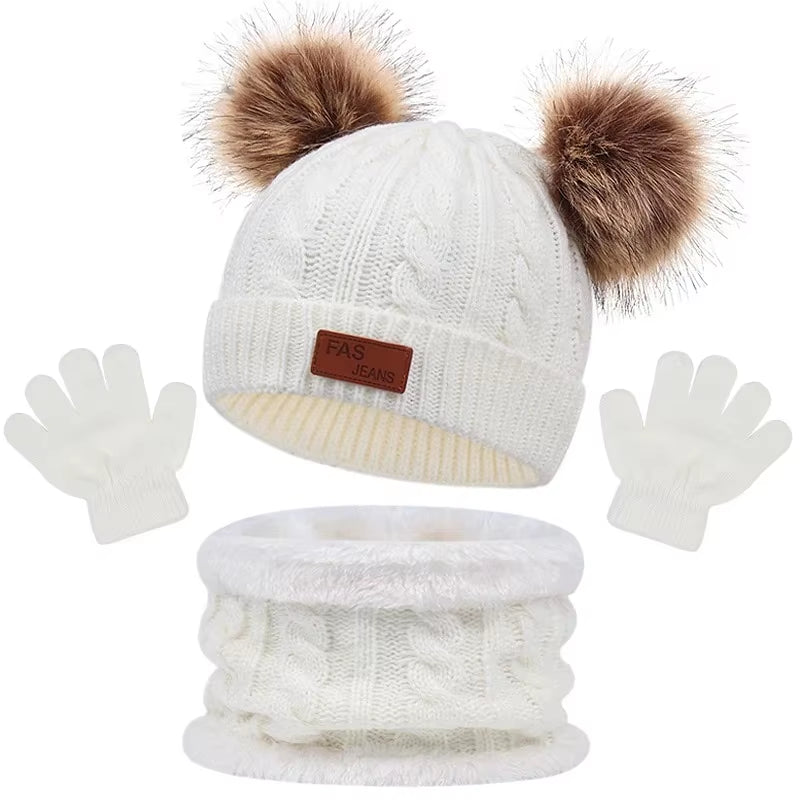 Warm Beanie/Scarf/Gloves Set for 1-3 Years Old