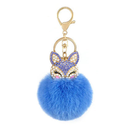 Crystal Fox with Pom Pom Fur Charm