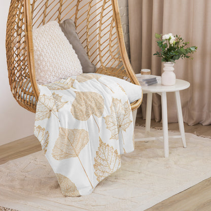 Beautiful Gold Leaves Sherpa blanket