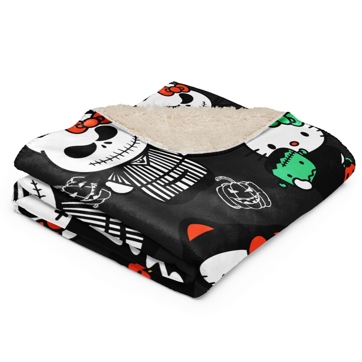 Spooky Kitty Sherpa blanket