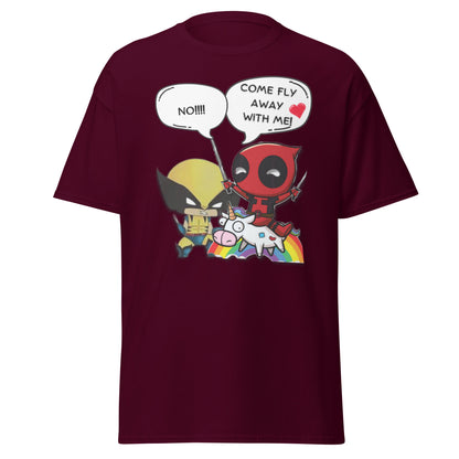 Cartoon Deadpool Fly Away With Me